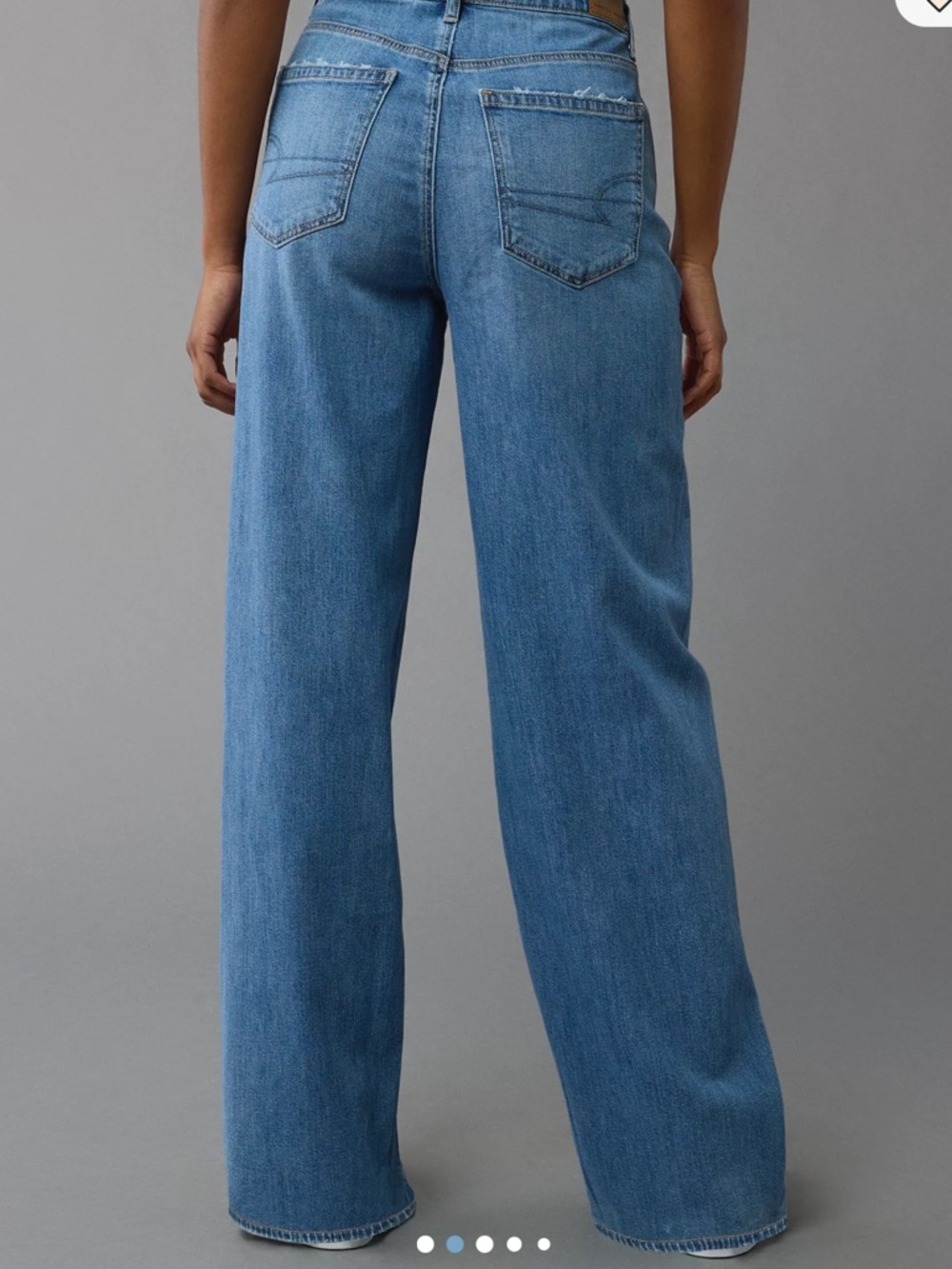 NWT AE Dreamy Drape Stretch Super High-Waisted Baggy Wide-Leg Jean - Picture 9 of 13